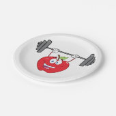 アップルリフティングウェイトフィットネスフルーツキャラクター ペーパープレート (アングル)