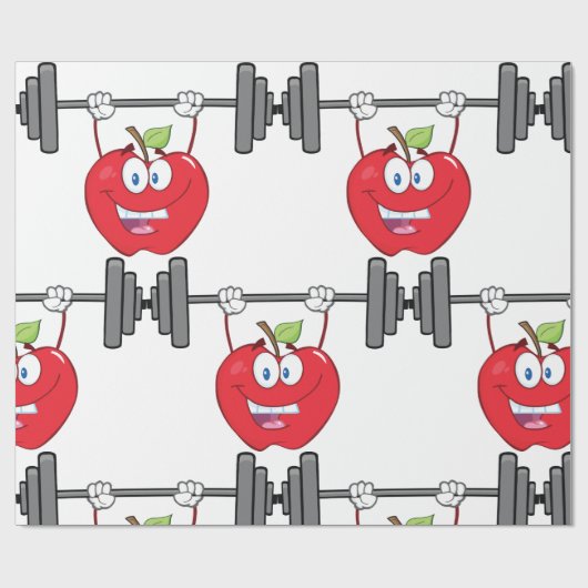 アップルリフティングウェイトフィットネスフルーツキャラクター ラッピングペーパー (フラット)