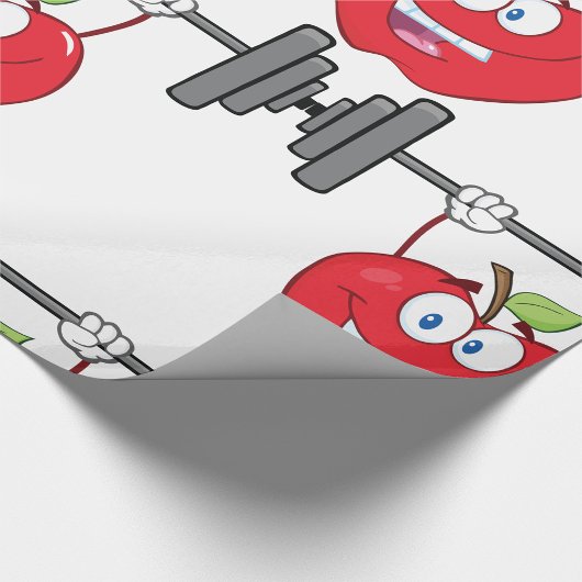 アップルリフティングウェイトフィットネスフルーツキャラクター ラッピングペーパー