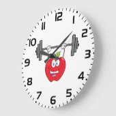 アップルリフティングウェイトフィットネスフルーツキャラクター ラージ壁時計 (傾斜)