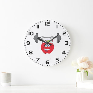 アップルリフティングウェイトフィットネスフルーツキャラクター ラージ壁時計