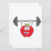アップルリフティングウェイトフィットネスフルーツキャラクター 招待状 (正面/裏面)