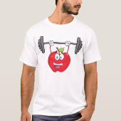 アップルリフティングウェイトフィットネスフルーツキャラクター Tシャツ (正面)