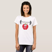 アップルリフティングウェイトフィットネスフルーツキャラクター Tシャツ (正面フル)