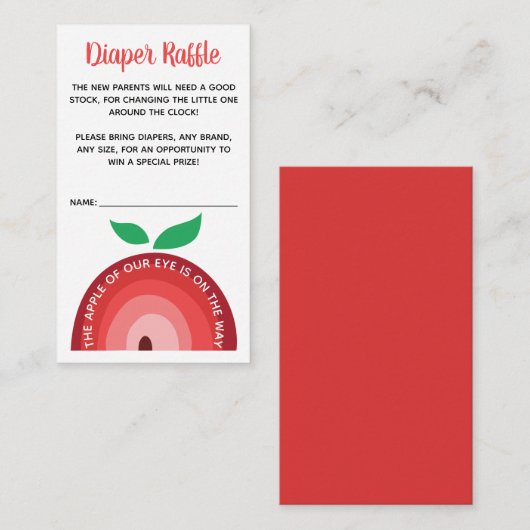 アップルレインボー赤ちゃんシャワーおむつラッフルエンクロージャー エンクロージャーカード (正面/裏面)