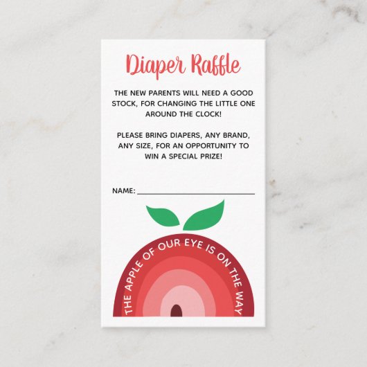 アップルレインボー赤ちゃんシャワーおむつラッフルエンクロージャー エンクロージャーカード (正面)