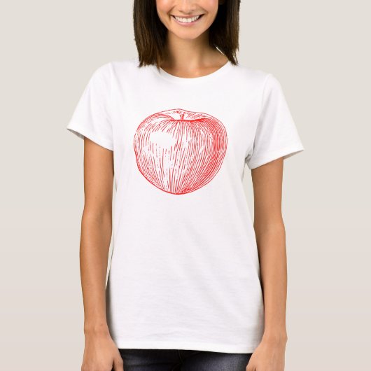アップルレッドキャンディー凸版リンゴ Tシャツ (正面)
