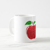 アップルレッドフェイクグリッター コーヒーマグカップ (正面左)