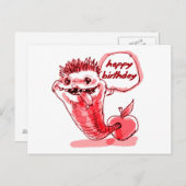 アップルワーム漫画ハッピーバースデー ポストカード (正面/裏面)