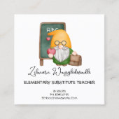 アップル付き可愛い水彩格言先生 スクエア名刺 (正面)