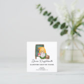 アップル付き可愛い水彩格言先生 スクエア名刺 (スタンド正面)