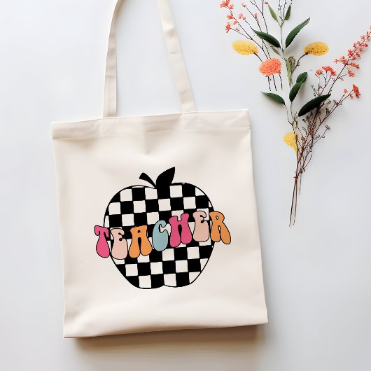 アップル市松模様に先生トートバッグ トートバッグ