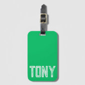 アップル無地のグリーン名前をカスタムするモノグラム ラゲッジタグ (正面縦)
