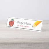 アップル&イエローペンシルスクール先生教室 デスクネームプレート (正面)