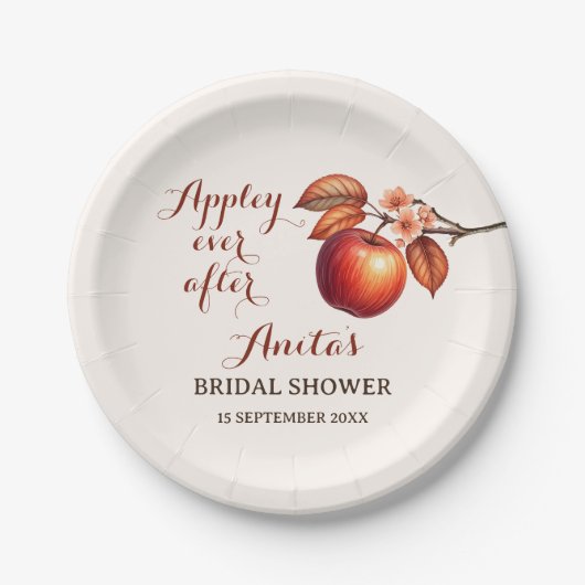アップル エバー アフター オータム ブライダル シャワー ペーパープレート (正面)
