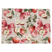 アップル＆ギンガムリボンのベイビーシャワーギフトバッグ ラージペーパーバッグ (裏面)