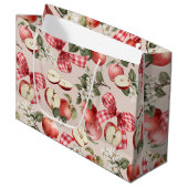 アップル＆ギンガムリボンのベイビーシャワーギフトバッグ ラージペーパーバッグ (正面アングル)