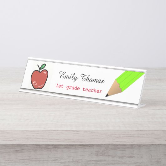 アップル&グリーンペンシルスクール先生教室 デスクネームプレート (正面)