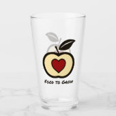 アップル&ハート 赤と黒のFood to Growロゴ タンブラーグラス (正面)