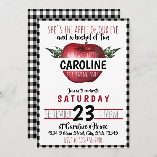 アップル バースデー 招待状 (正面/裏面)