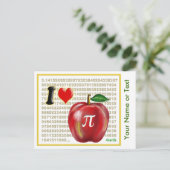 アップル・パイとパイ数学の数字が赤と金ゴールド ポストカード (スタンド正面)