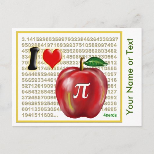 アップル・パイとパイ数学の数字が赤と金ゴールド ポストカード (正面)