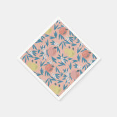 アップル フローラル パターン コーラル ピンク スタンダードカクテルナプキン (角)