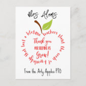アップル 先生の成長を助けてくれてありがとう ポストカード (正面)