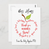 アップル 先生を育てるのを手伝ってくれてありがとう ポストカード (正面/裏面)