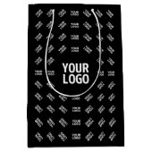 アップロードされた画像デザインまたはロゴ | ユニークなパターン ミディアムペーパーバッグ (正面)