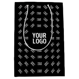 アップロードされた画像デザインまたはロゴ | ユニークなパターン ミディアムペーパーバッグ