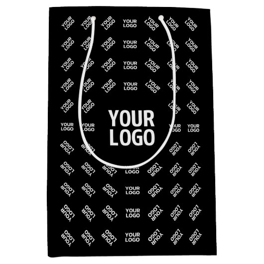 アップロードされた画像デザインまたはロゴ | ユニークなパターン ミディアムペーパーバッグ (正面)