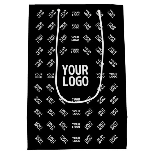 アップロードされた画像デザインまたはロゴ | ユニークなパターン ミディアムペーパーバッグ (裏面)