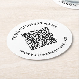 アップロードされたQRコードテンプレート(編集可能文字) ラウンドペーパーコースター