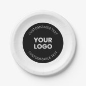 アップロードしたビジネスロゴ(編集可能文字付き) ペーパープレート (正面)