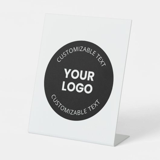 アップロードしたビジネスロゴ(編集可能文字付き) 台座サイン (正面)