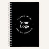 アップロードしたビジネス ロゴまたはその他のデザイン ノートブック (正面)