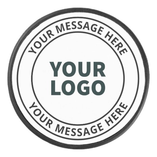 アップロードしたロゴ+編集可能な循環文字 アイスホッケーパック (正面)