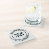 アップロードしたロゴ+編集可能な循環文字 ガラスコースター (アングル)