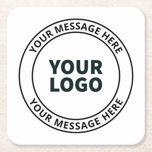 アップロードしたロゴ+編集可能な循環文字 スクエアペーパーコースター (正面)