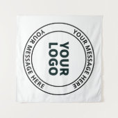 アップロードしたロゴ+編集可能な循環文字 タペストリー (正面(横))