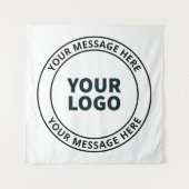 アップロードしたロゴ+編集可能な循環文字 タペストリー (正面)