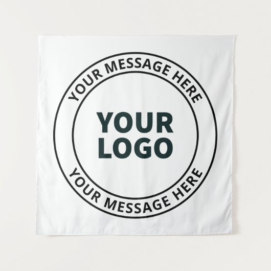 アップロードしたロゴ+編集可能な循環文字 タペストリー (正面)