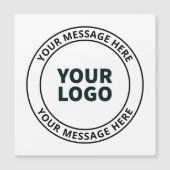 アップロードしたロゴ+編集可能な循環文字 マグネット招待状 (正面)