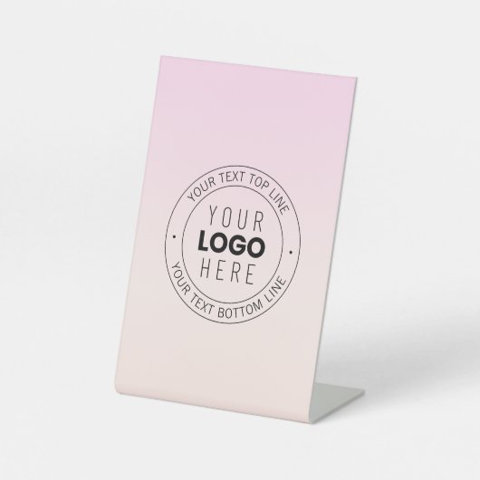 アップロードしたロゴ | 編集可能な循環文字 台座サイン (正面)