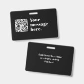 アップロードした独自のQRコードおよび編集可能レトロ文字 バッジ (Front & Back)