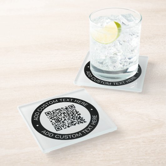 アップロードした独自のQRコードまたはイメージで置き換え ガラスコースター (アングル)