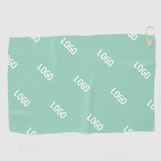 アップロードした画像またはロゴを並べて表示 | 光ティール（緑がかった色） ゴルフタオル (横)