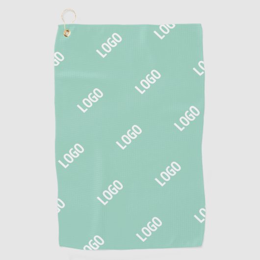 アップロードした画像またはロゴを並べて表示 | 光ティール（緑がかった色） ゴルフタオル (正面)