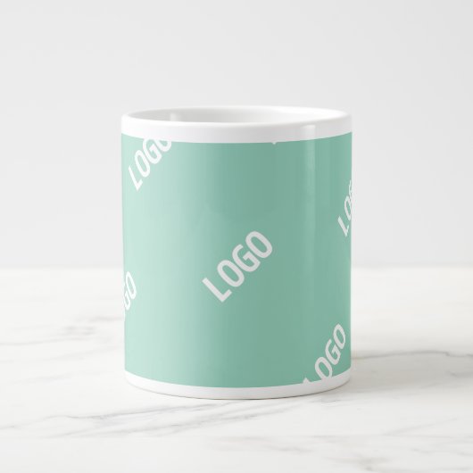 アップロードした画像またはロゴを並べて表示 | 光ティール(緑がかった色) ジャンボコーヒーマグカップ (正面)